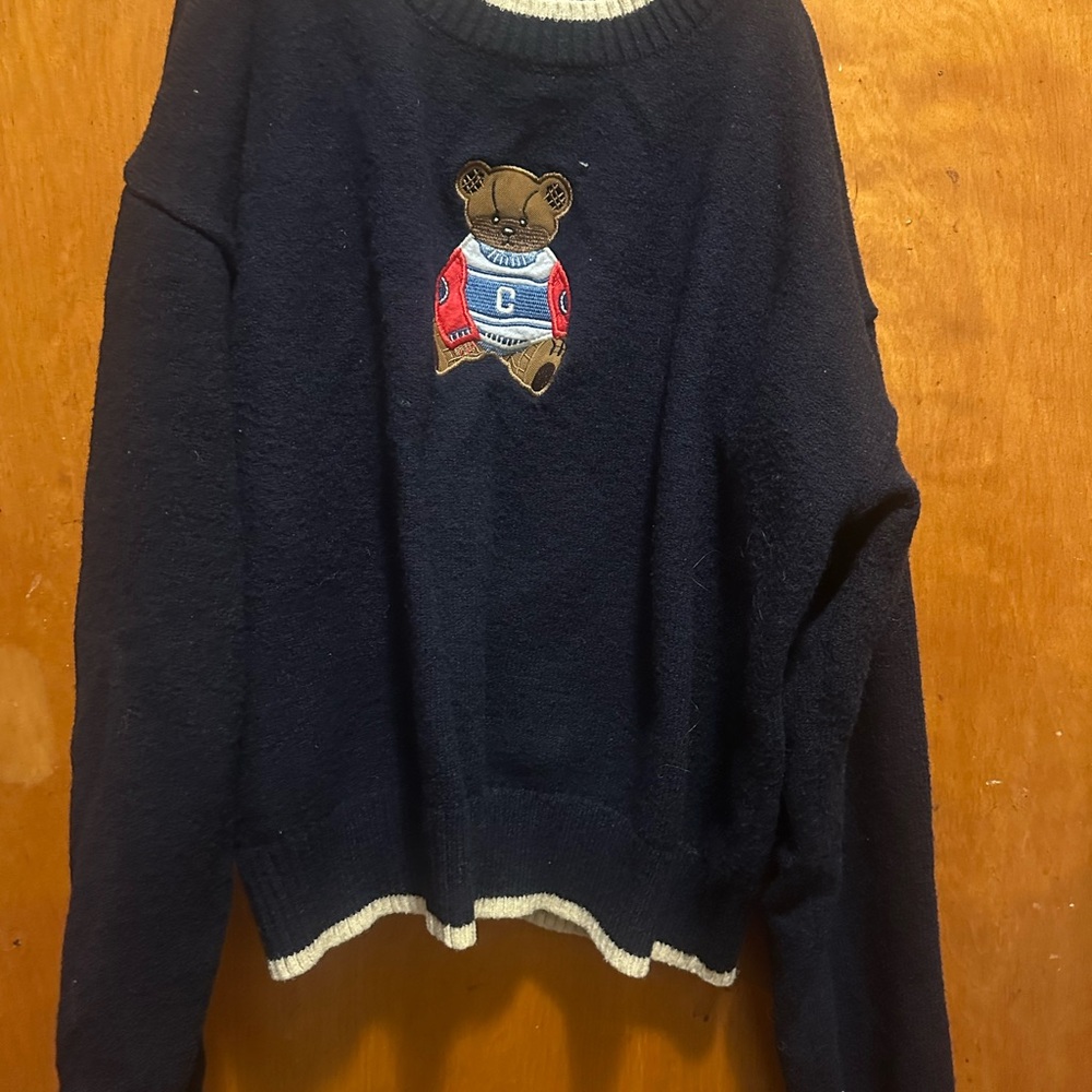 Amazon Navy Blue Crewneck Sweater with Teddy Patch